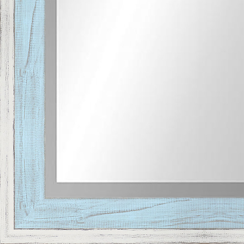 Bois naturel, 47,5 po x 28,5 po, Blanc / bleu ciel