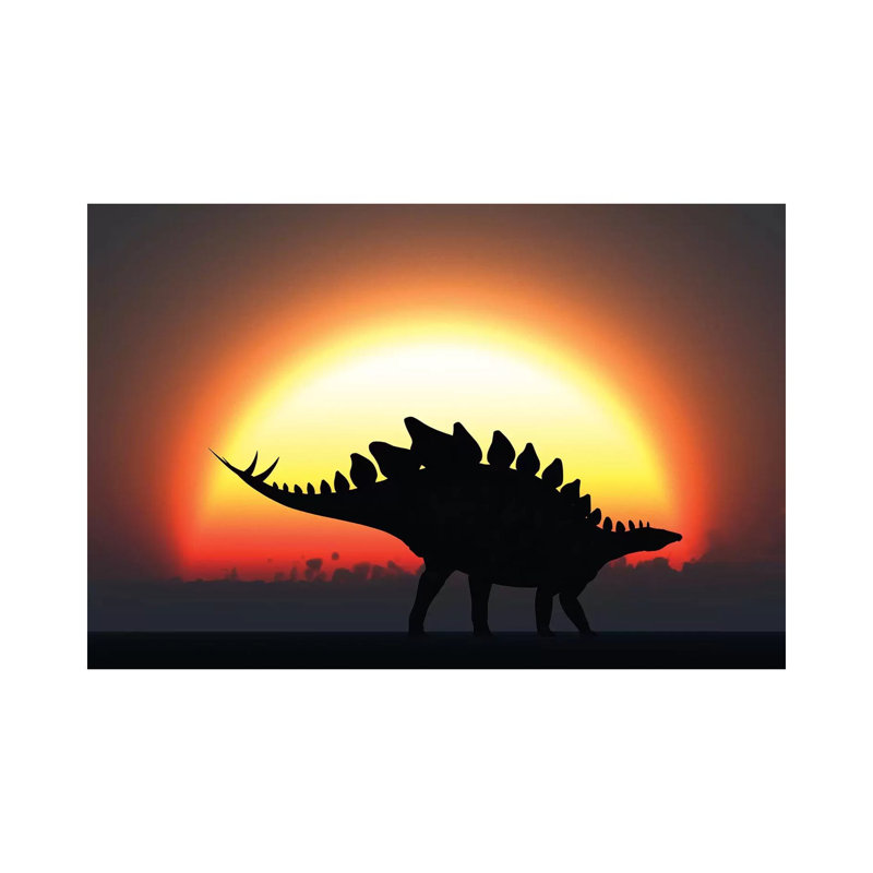A Stegosaurus Silhouetted Against The Setting Sun At The End Of A Prehistoric Day by Mark Stevenson - Wrapped Canvas Gallery-Wrapped Canvas Giclée