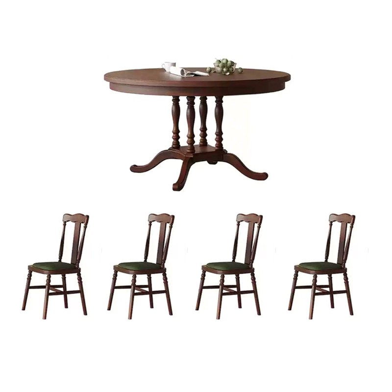French elegant solid wood round table set