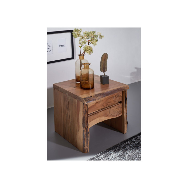 45cm W Solid Wood Bedside Table, Natural