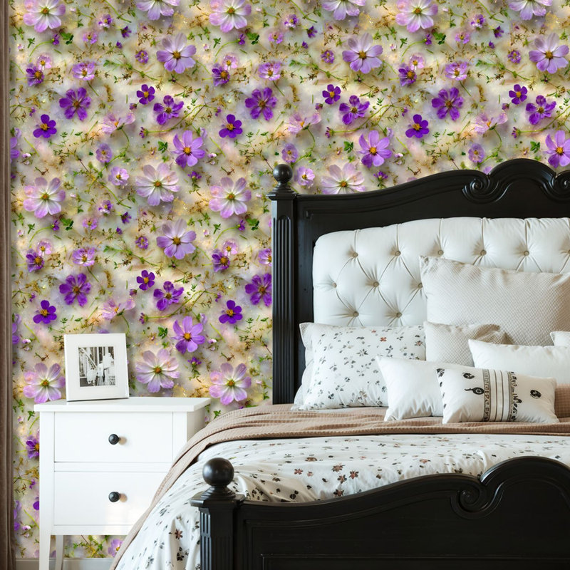 Papier peint auto-adhésif auto-adhésif et amovible à motif de fleurs sauvages peintes à la main 24 po x 118 po (60 x 300 cm)