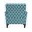 Fauteuil d'appoint avec treillis turquoise et pieds en bois massif brun foncé