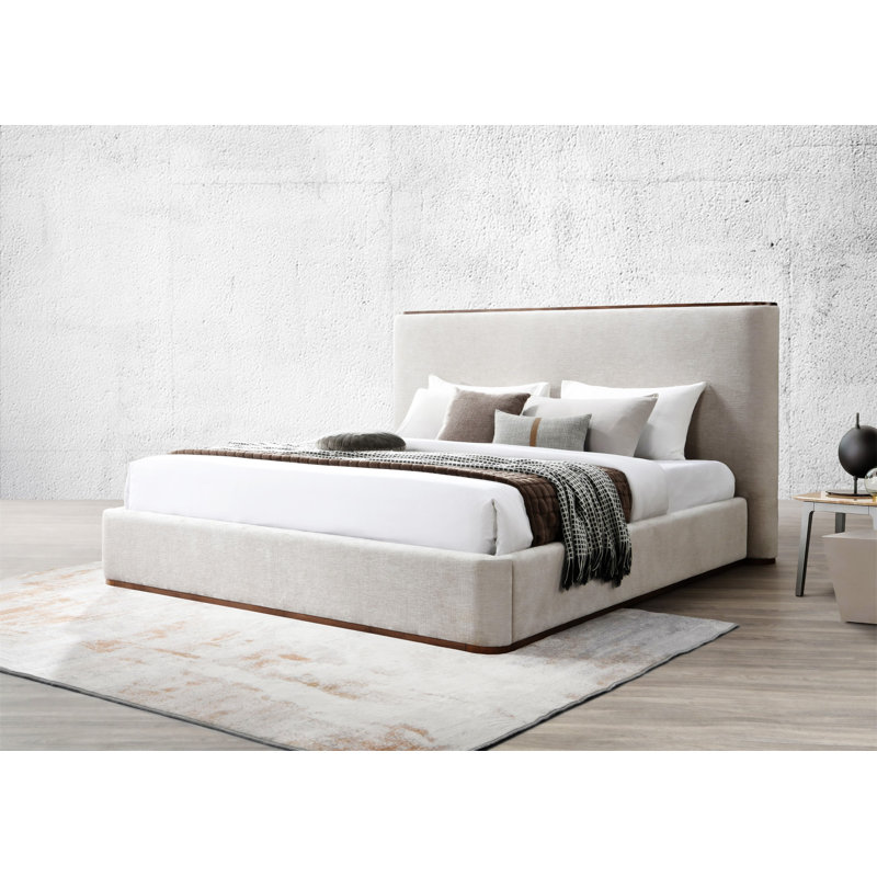 Lit oriental en tissu gris Orane, King