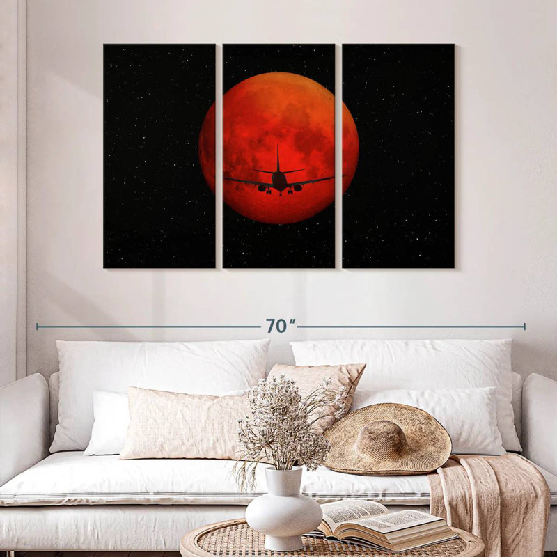 Oberle Red Dark Airplane, 32" H x 50" W