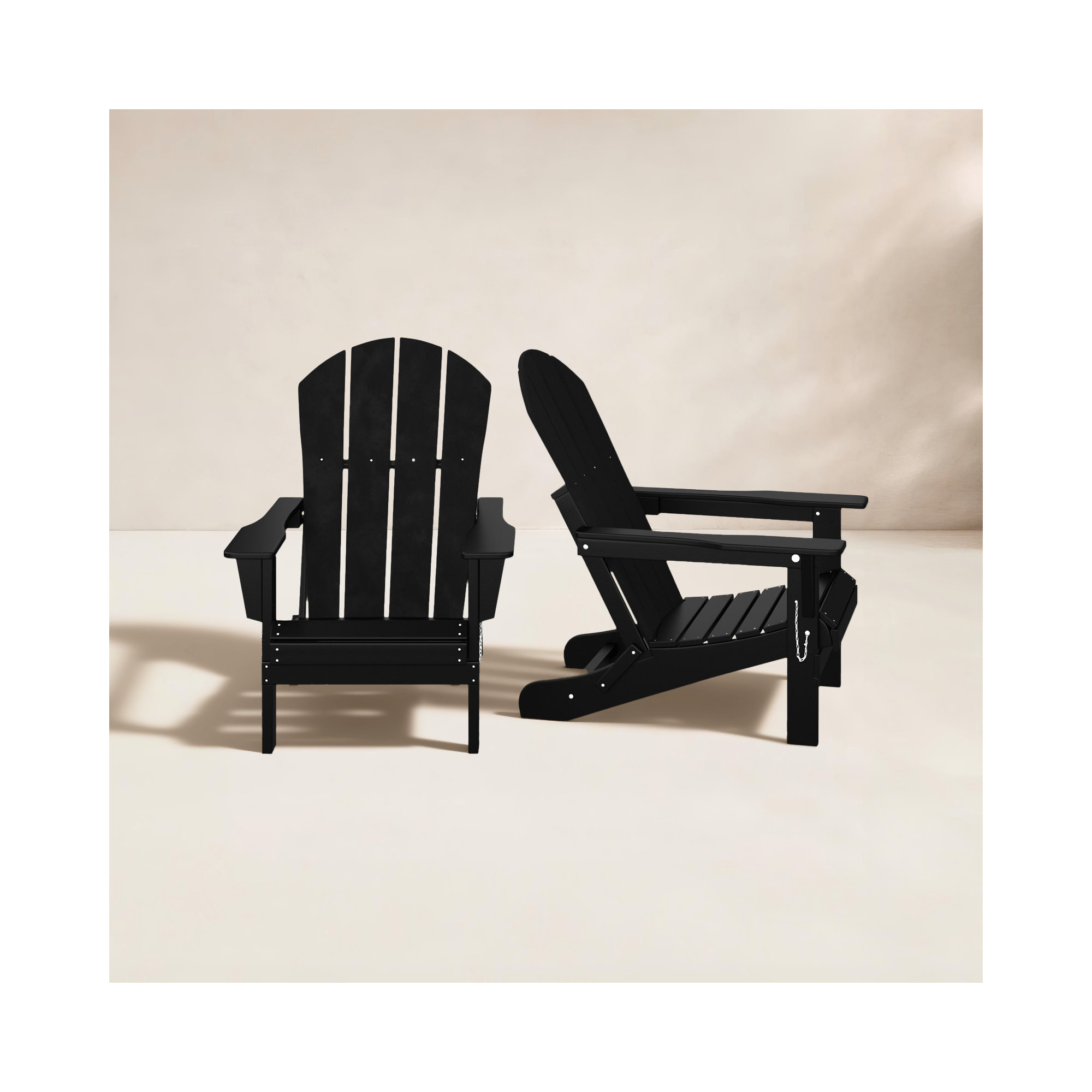 Laguna Foldable Outdoor Adirondack Set, Black