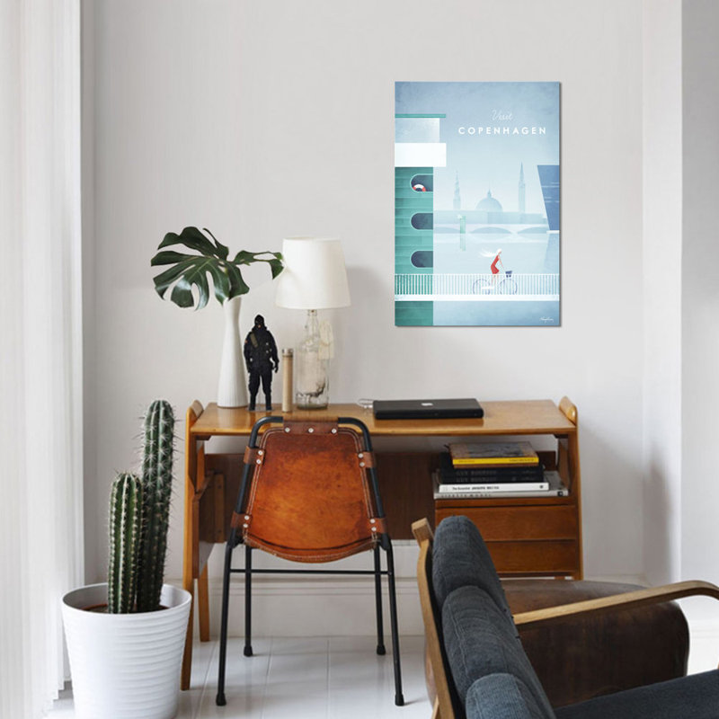 « visit copenhague », reproduction d’impression sur toile, H 18 po x l 12 po x P 1,5 po, Pas de tapis, Toile tendue