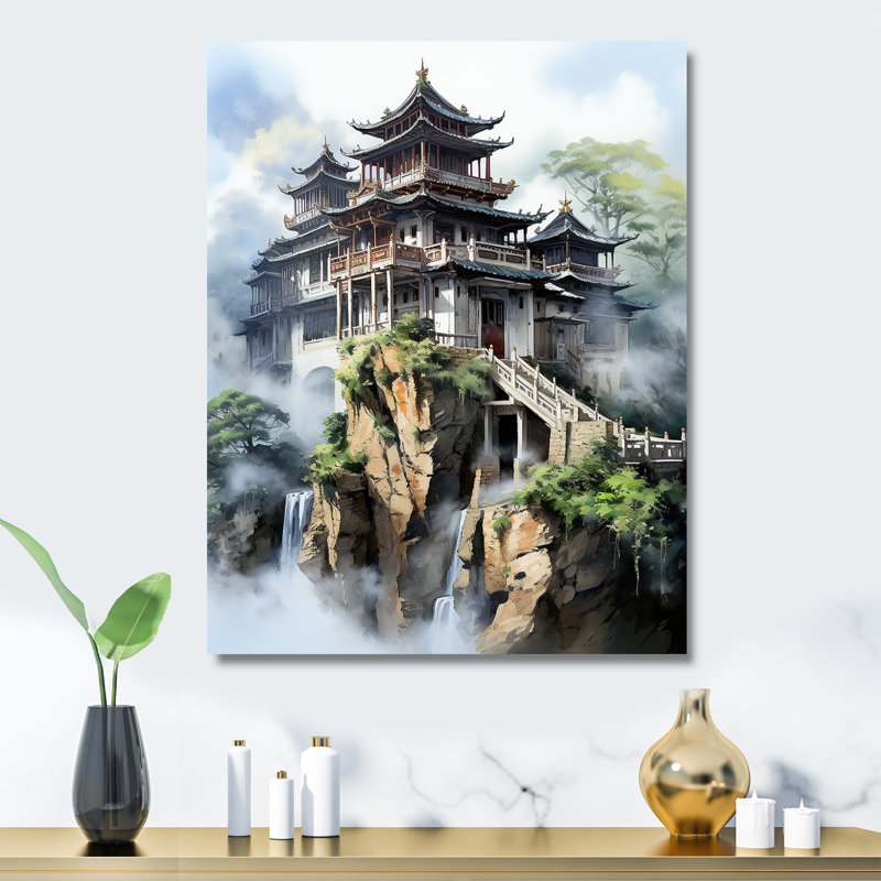 China Misty Mountains 3 - Art mural en porcelaine, H 40 po x l 30 po x P 1,5 po