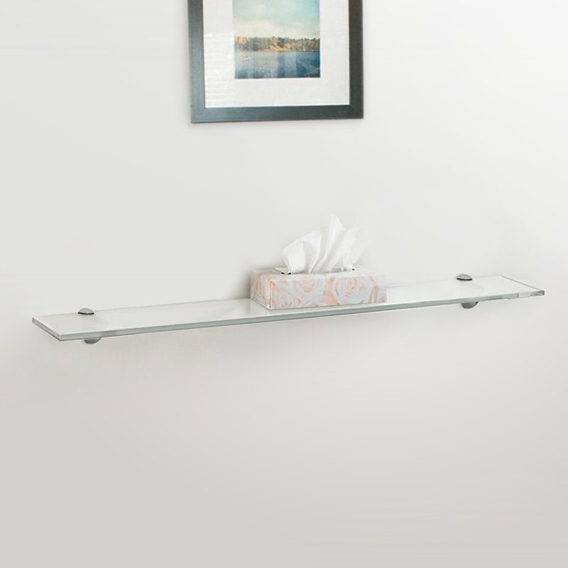 Glass Accent Shelf with Adjustable Shelves, 0.38" H x 18" W x 6" D, White