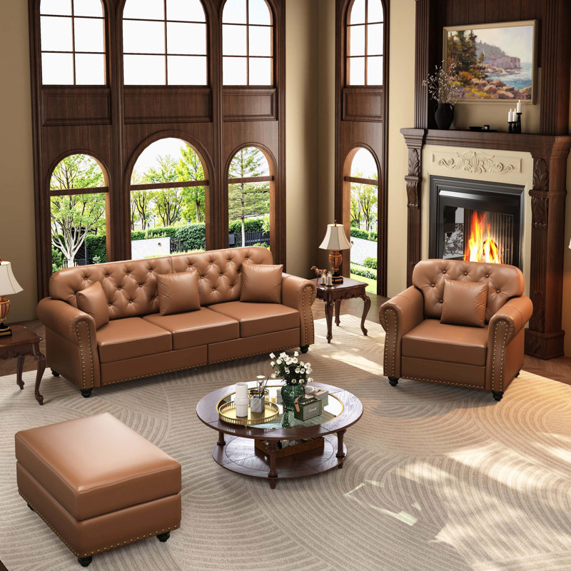 Canapé brun Chesterfield, Brun