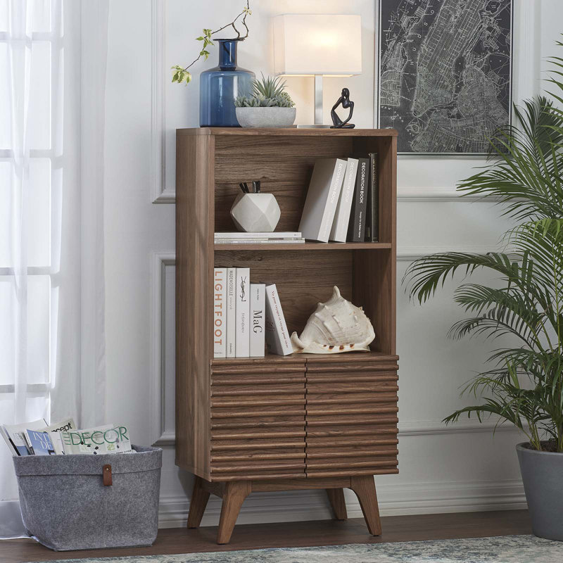 Walnut Mid-Century Modern Display Cabinet Bookshelf