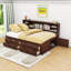 Lit capitaine double en bois avec tablettes de rangement, 4 tiroirs et 2 armoires