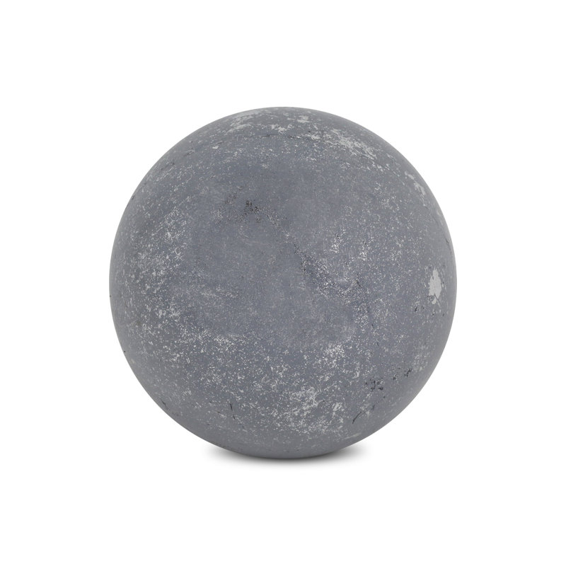 6" Silver Paper Mache Hand Painted Orb Decorative Orb
