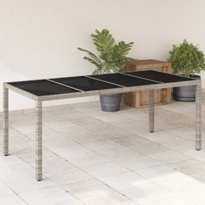 Airidas Rectangular Glass Outdoor Dining Table 90 cm D