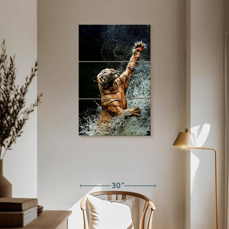 Brampt Tiger's Bath Time, 57" H x 36" W