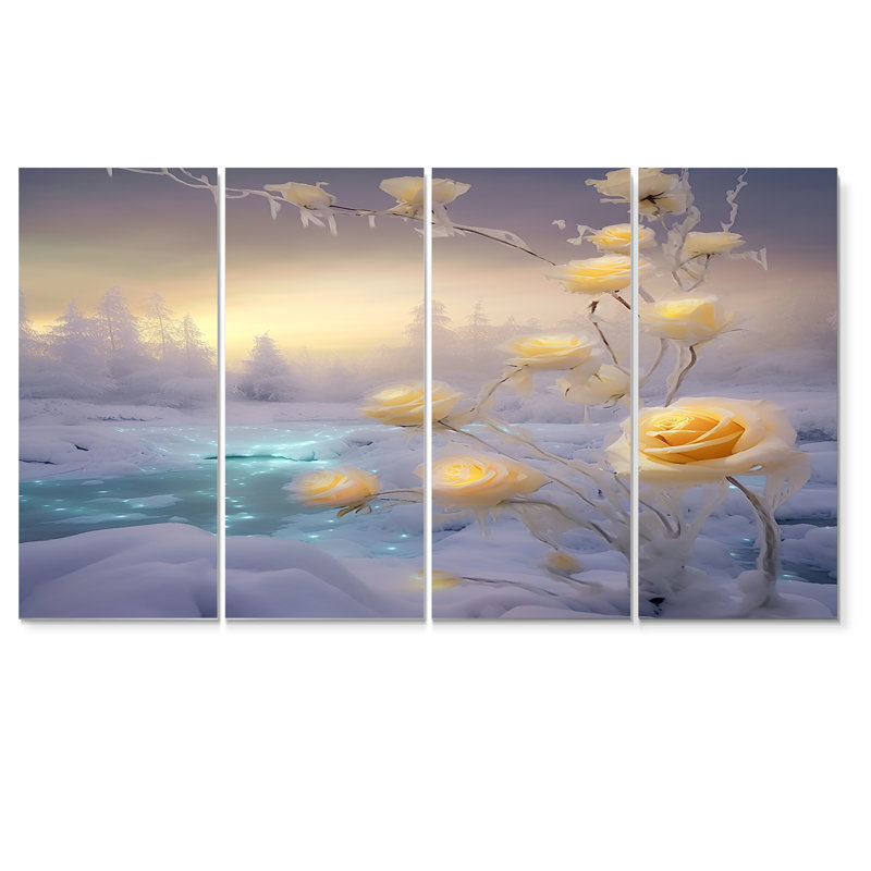 Ensemble de 4 décorations murales Middleborough - Roses, H 28 po x l 48 po