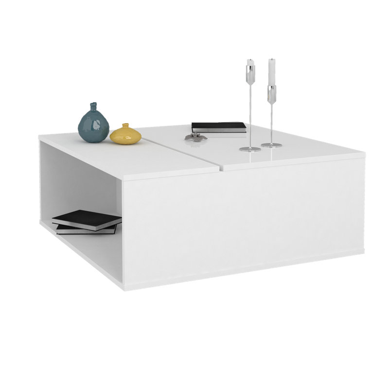 Stanley Lift Top Block Coffee Table with Storage, White