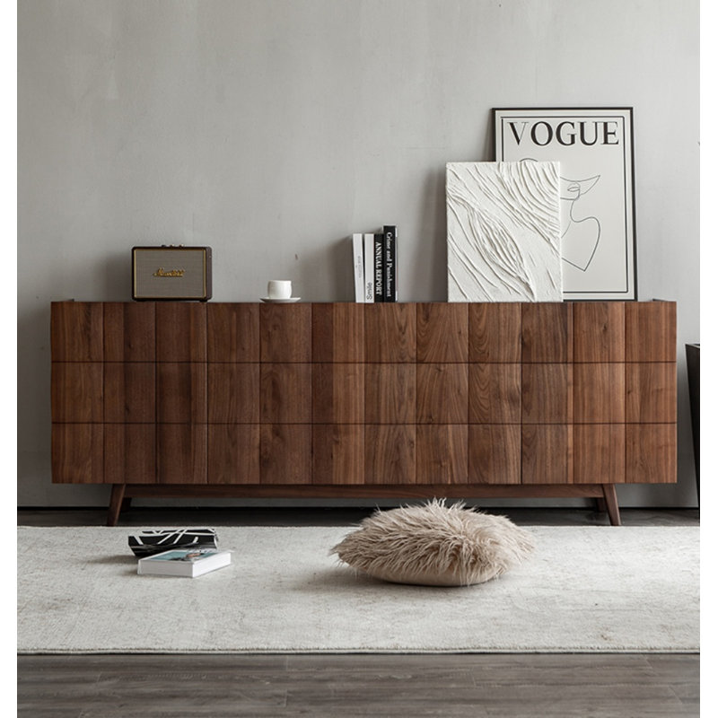 Simple Brown Solid Wood TV Cabinet Unfinished TV Stand for TVs up to 88"