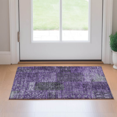 Tapis aubergine de qualité supérieure lavable à la machine Prisco