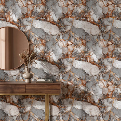 Marble Wallpaper Texture Removable Gray Wall Double Roll