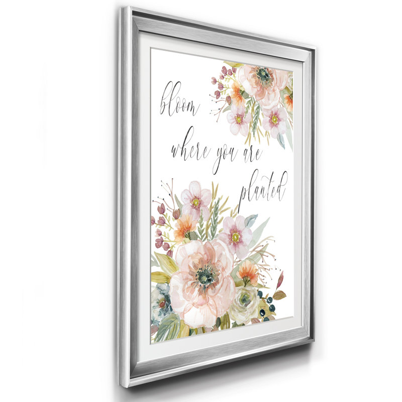 «Peach Bloom I», reproduction d'art sur papier encadré, H 18,5 po x l 24,5 po x P 1,5 po, Argent