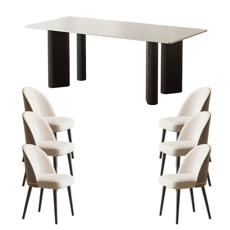 6 - Person Four Leg Dining Set, 29.53" H x 62.99" L x 31.5" W