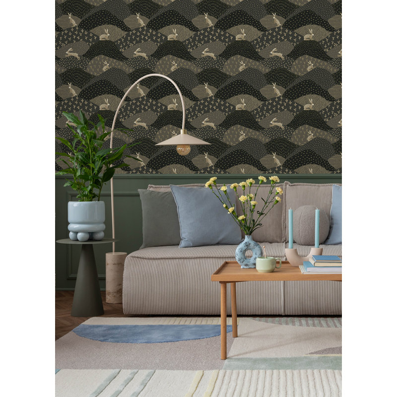 Peter Black Rabbit Fields Wallpaper, Black