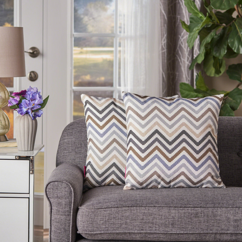 Chevron Outdoor Throw Pillow, Square