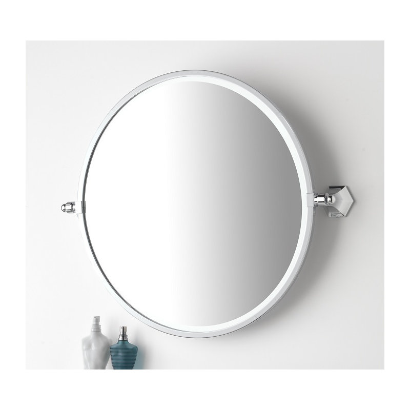 Flat Metal Beveled Wall Mirror, Polished Nickel