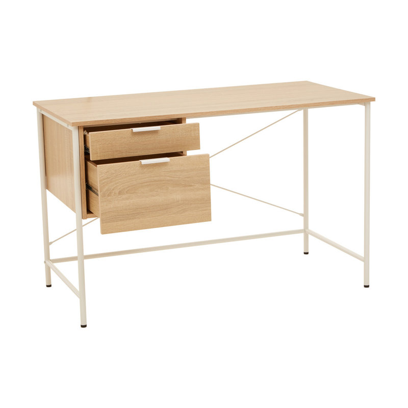 Reinolf Writing Desk, White, Left Hand Facing, Natural