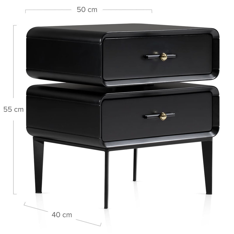 47.5 cm W Bedside Table, Black