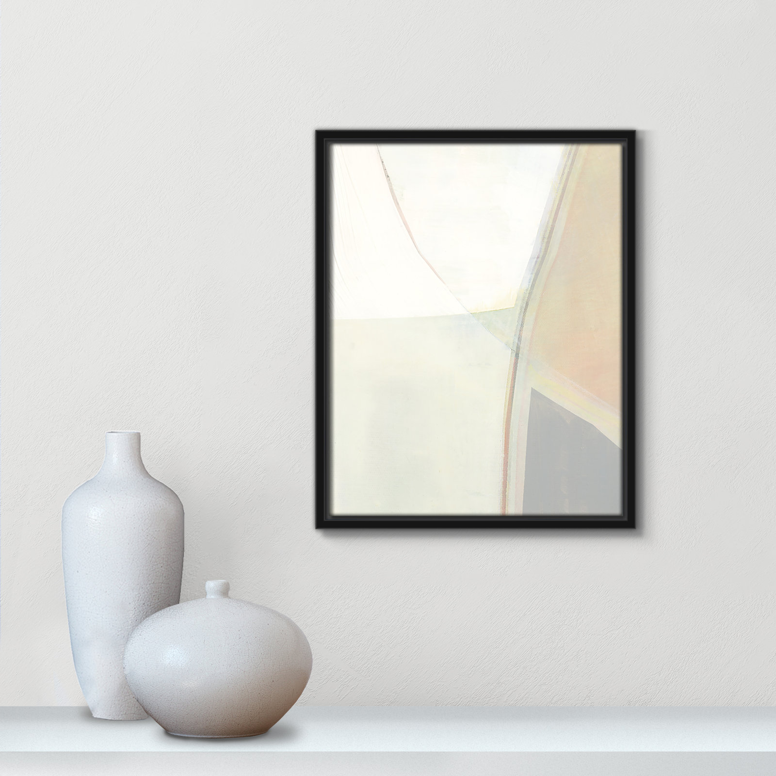 Alexandria "In Neutral II" Painting by Cartissi, 15.5" H x 12.5" W x 2" D, Black Framed Canvas