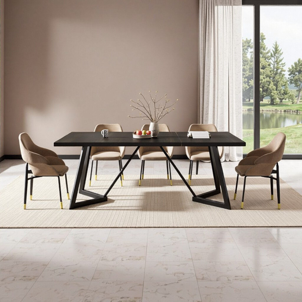 George Oliver Elegant 71" Modern Dining Table for 8 | Heavy-Duty Metal ...