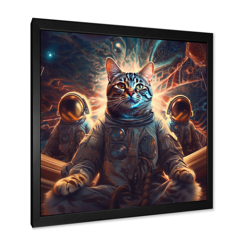Impression psychédélique - chat, H 30 po x l 30 po x P 1 po, Cadre simple noir