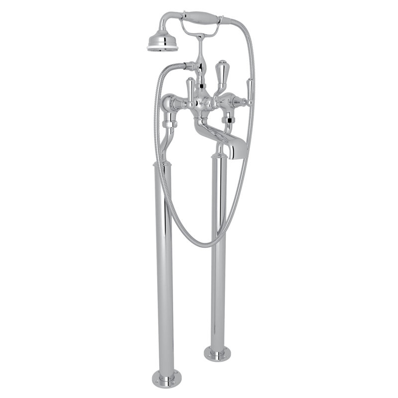 Robinet de baignoire Georgian Era, Chrome poli, Poignées en métal