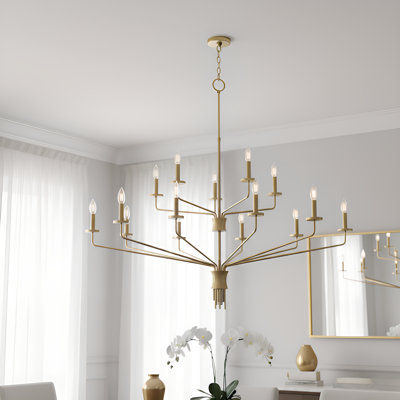 Alexander 15-Light Brushed Gold Chandelier