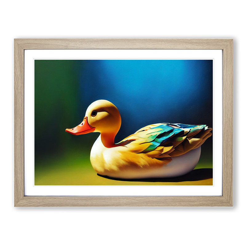 Enthralling Duck - Single Picture Frame Print, 34cm H x 46cm W x 2cm D, Oak 