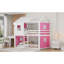 Lits en bois rose avec tente, peu encombrants, de style maison de campagne