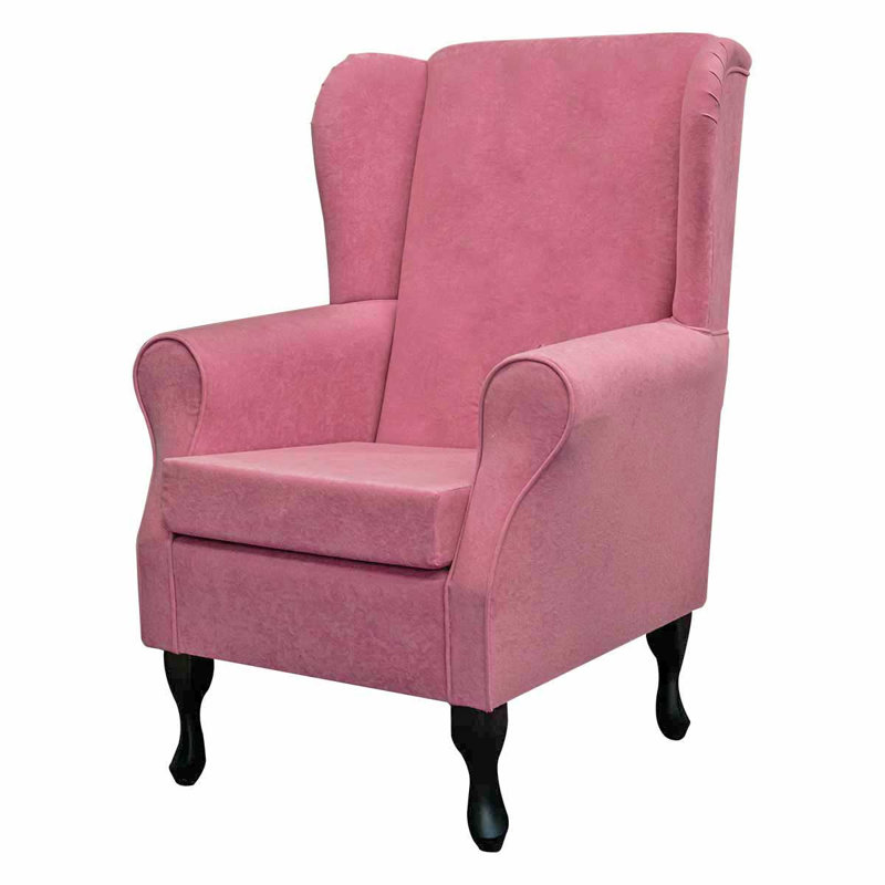 74cm Wide Tufted Wingback Chair, Light Pink