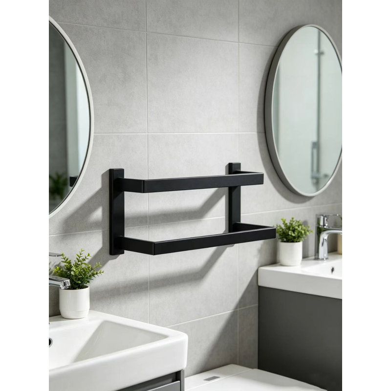 Porte-serviettes noir à double couche