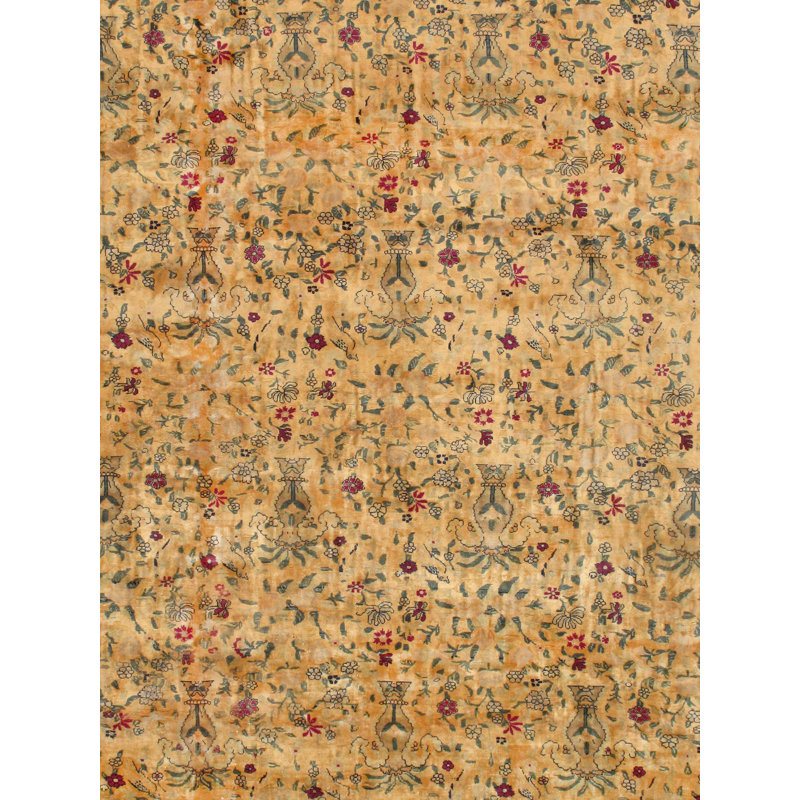 Agra Hand Knotted Wool Floral Area Rug