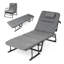 Gymax 3-in-1 Folding Camping Cot w/Mattress&6-Level Backrest Armrests Head Pillow Grey