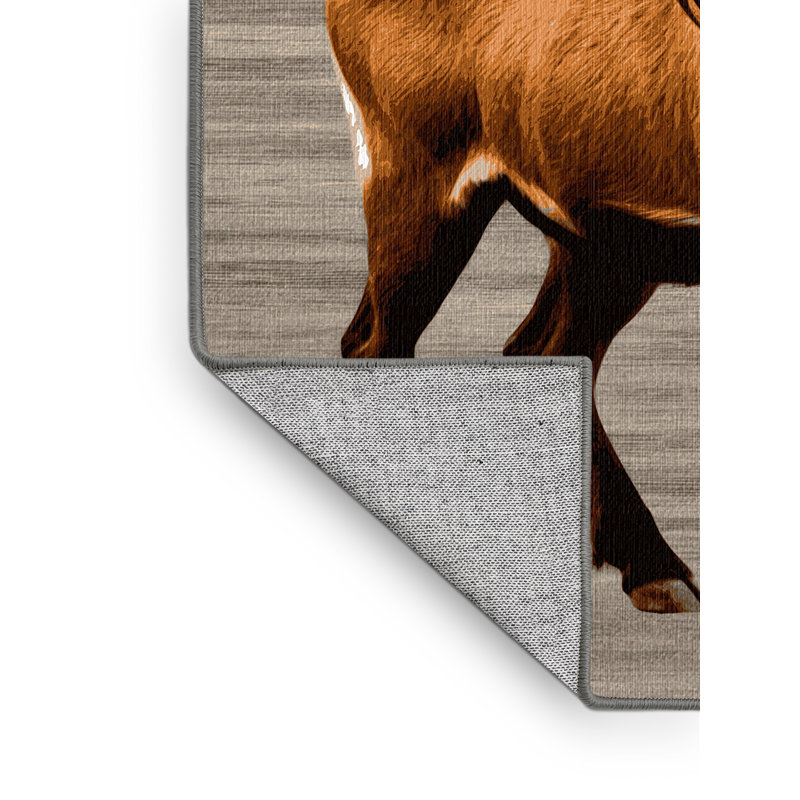 Washable Markhor Wildlife Area Rug, Rectangle 3' x 5'