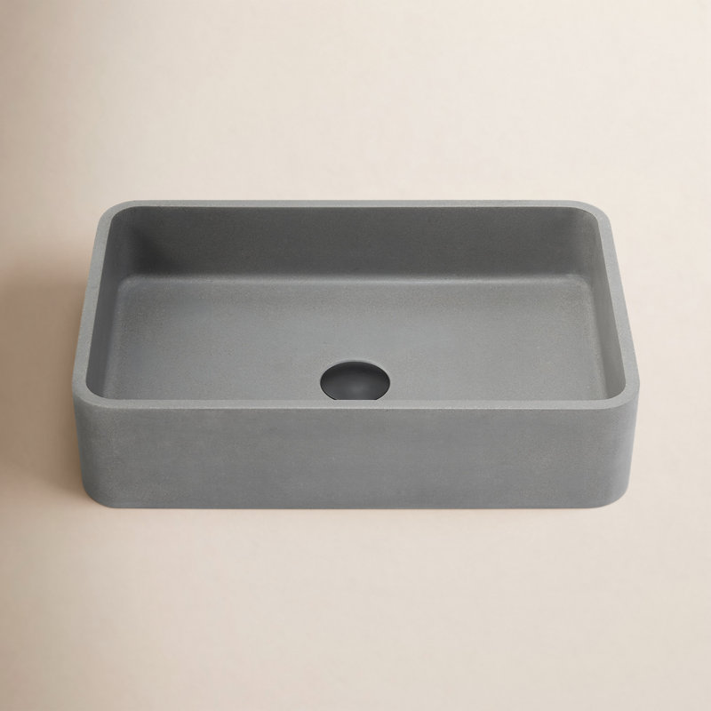 Vinnova 12.8'' Gray Concrete Rectangular Bathroom Sink