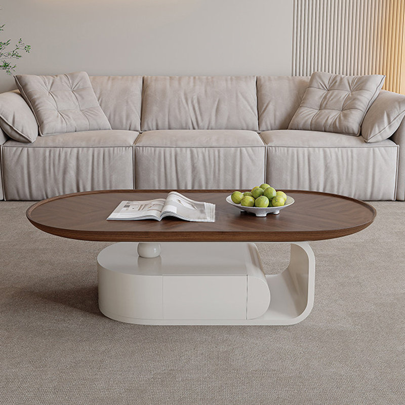 Table basse avec tiroir en bois, Blanc, H 15,74 po x l 51,18 po x P 27,55 po