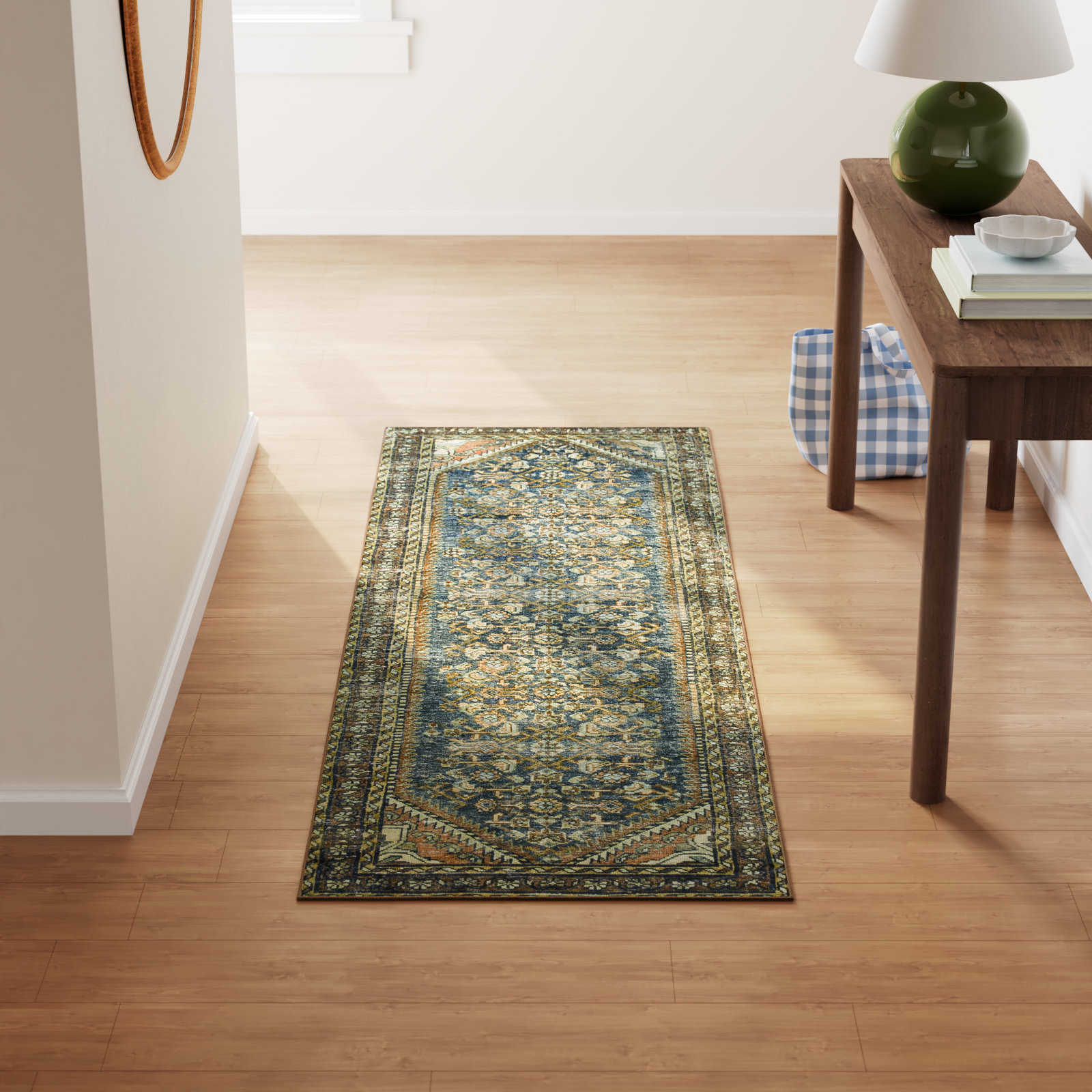 Magnolia Home By Joanna Gaines X Loloi Banks Machine Washable Denim / Clay Area Rug, Runner 2'6" x 9'6"
