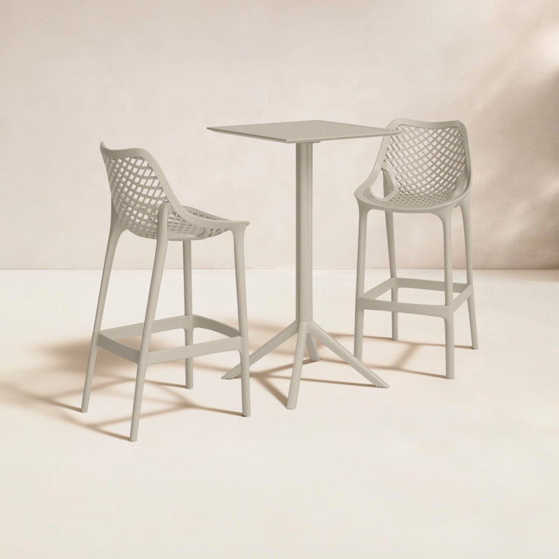 Ensemble repas pour 2 personnes avec table carrée Asherton, Taupe