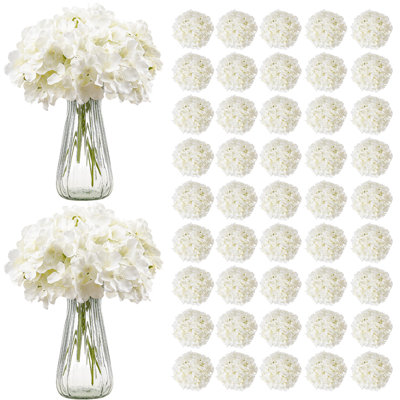 105 fleurs d'hortensia en soie artificielle 105 pièces en bouquet blanc