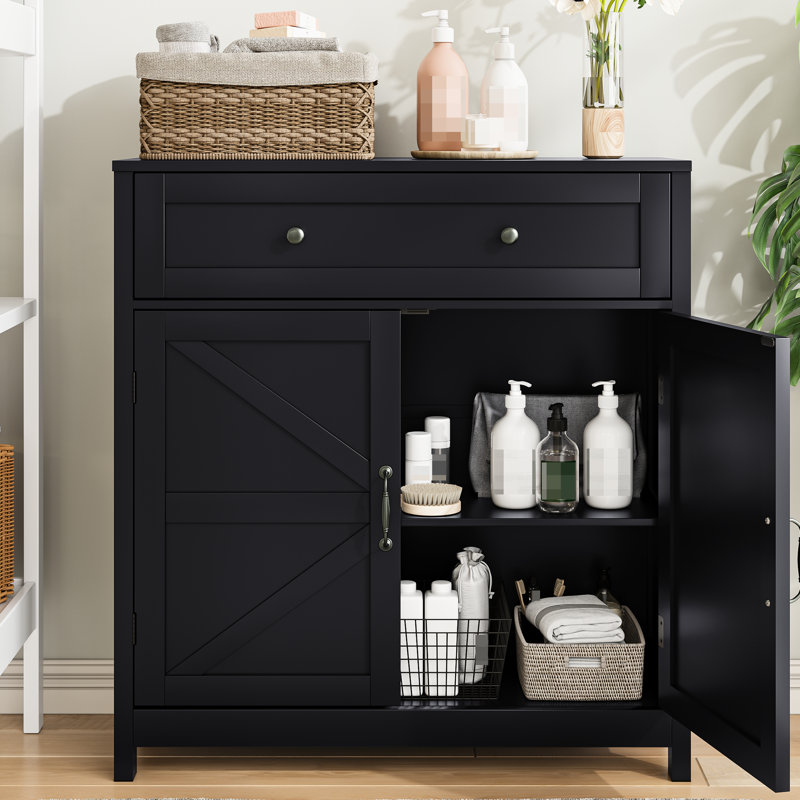 Armoire de salle à manger avec tablette et tiroir réglables, style buffet de cuisine d'aspect noir