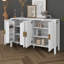 Buffet de 57,5 po avec portes rayées, armoire avec supports de rangement à l'arrière et crochets latéraux, tablettes réglables-1054750160