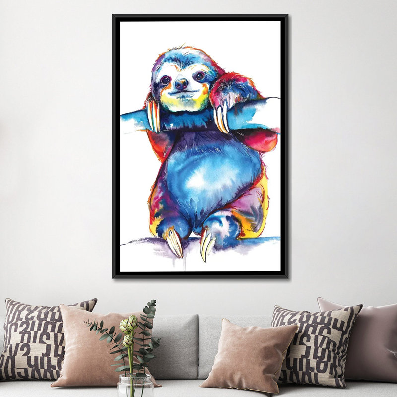 «Sloth» par Weekday Best, impression sur toile, H 26 po x l 18 po x P 1,5 po, Toile avec cadre noir, Pas de tapis
